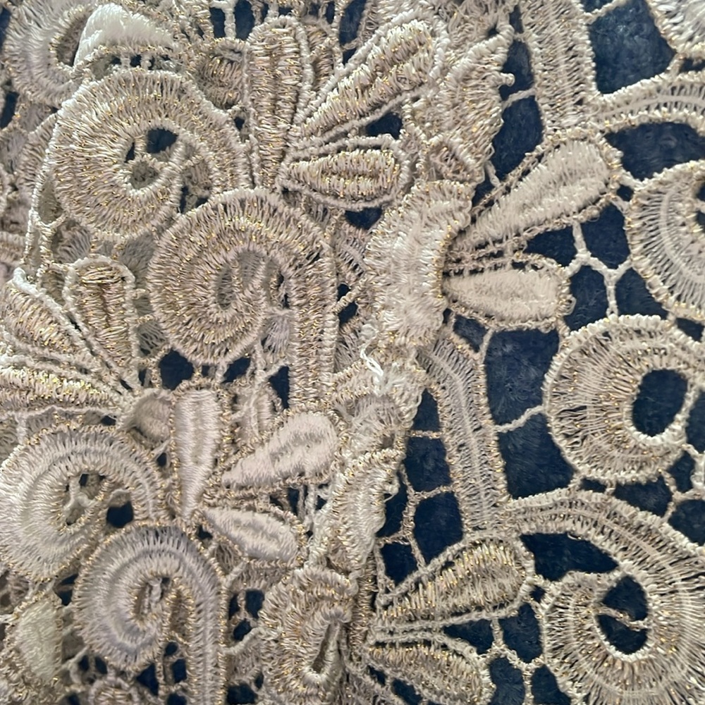 Marina Lace Ivory and Gold long sleeve bolero jacket - Picture 3 of 7
